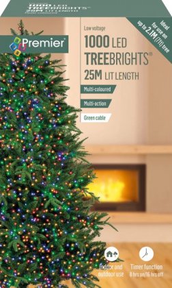 Premier Decorations TreeBrights Multi-Action 1000 LED with Green Cable - Multicoloured