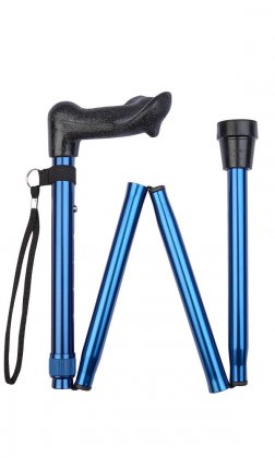 Charles Buyers Blue Economy Anatomical Folding Stick (left-hand)