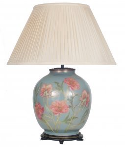 Pacific Lifestyle Coral Peony Large Glass Table Lamp