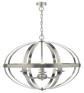 Dar Symbol 6 Light Pendant Satin Chrome