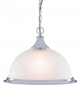 Searchlight American Diner Pendant, Satin Silver, Acid Glass