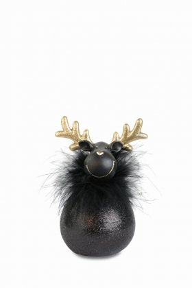 R&W Black & Gold Elk with Feather Boa 8 x 11cm