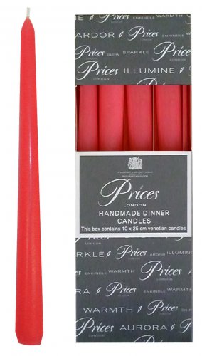 Price's Tapered Dinner Candle Red 24cm