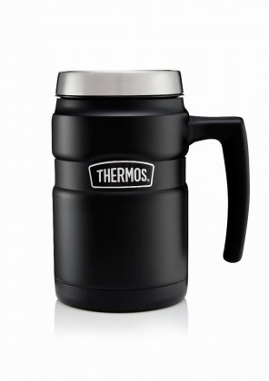 Thermos Matt Black Stainless Steel King Desk Mug - 470ml