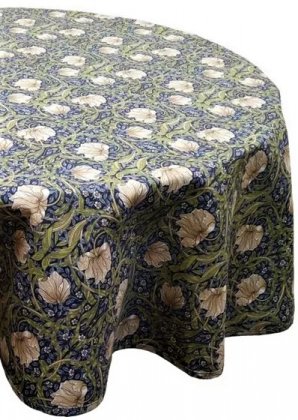 William Morris Charcoal Pimpernel Cotton Tablecloth - Round