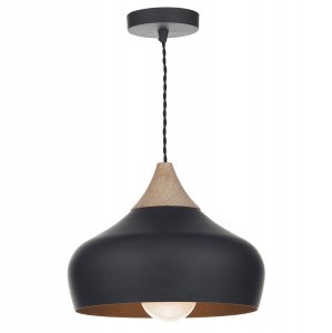 Dar Gaucho 1 Light Pendant Black