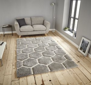 Think Rugs Noble House NH30782 Grey/White - Various Sizes