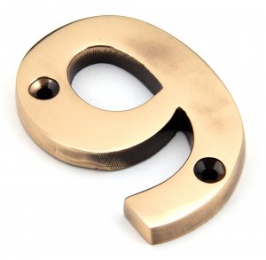 Polished Bronze Numeral 9