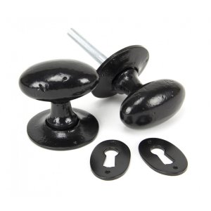 Black Oval Mortice/Rim Knob Set