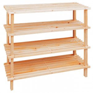 Premier 4 Tier Wood Slatted Shoe Rack