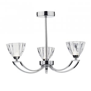 Dar Vito 3 Light Semi Flush Polished Chrome