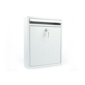 Sterling Compact Galvanised Steel Post Box - White