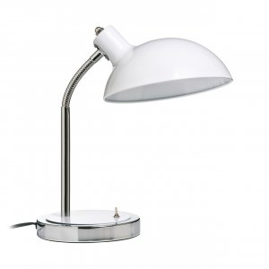 Premier Housewares Flexible White and Chrome Desk Lamp