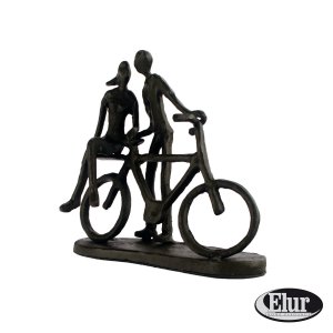 Elur Iron Figurine Couple with Bicycle 14cm