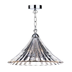 Dar Ardeche 1 Light Large Pendant Clear Glass/Pol Chr Finish