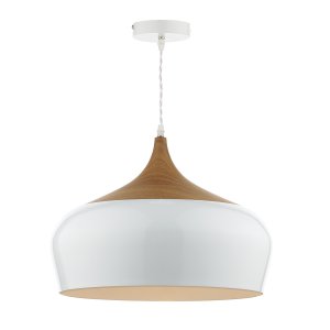 Dar Gaucho 1 Light Pendant White Large