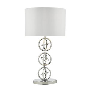 Dar Innsbruck Table Lamp Polished Chrome with Shade