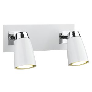 Dar Loft 2 Light Low Energy Spot Switch Polished Chrome/Matt Wht