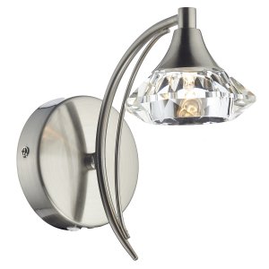 Dar Luther Single Wall Bracket with Crystal Glass Satin Chrome