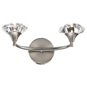 Dar Luther Double Wall Bracket with Crystal Glass Satin Chrome