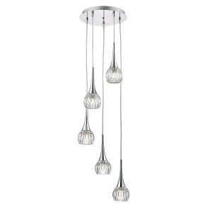 Dar Lyall 5 Light Pendant Polished Chrome