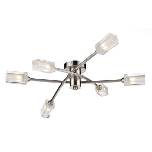 Dar Morgan 6 Light Semi Flush Satin Chrome