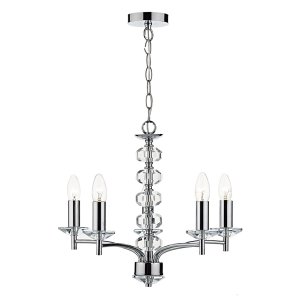 Dar Oleana 5 Light Pendant Polished Chrome Crystal