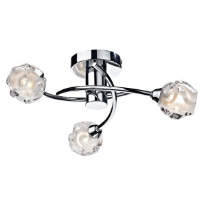 Dar Seattle 3 Light Semi Flush Ceiling Light In Polished Chrome