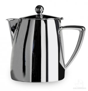 Caf Stl Art Deco Mirror Finish 42oz Stainless Steel Tea Pot