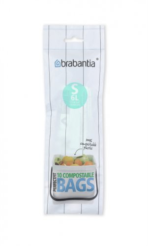 Brabantia PerfectFit 6L Compostable Green Bin Liners 10 Bags Size S