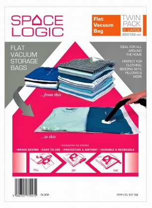 Space Logic Extra Large Flat Vacuum Storage Bags - 2 Pack