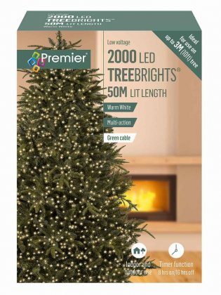 Premier Decorations TreeBrights Multi-Action 2000 LED with Green Cable - Warm White