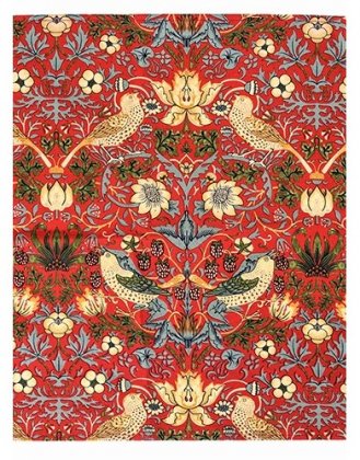 William Morris Red Minor Strawberry Thief Cotton Tablecloth