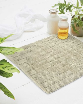 Country Club Cubo Design 100% Cotton Shower Mat 50x50cm - Natural