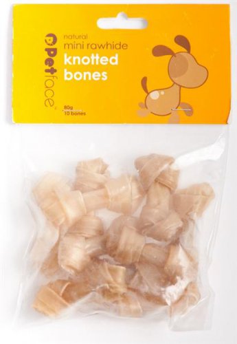 Petface Natural Mini Rawhide Knotted Bones (10 Pack)