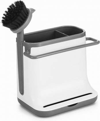 Regent Sink Organiser with Brush - White & Grey