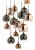 Dar Aurelia 15lt Cluster Pendant Black Chrome & Copper/Bronze Glass