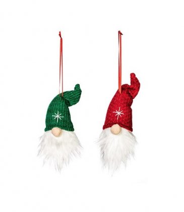 Premier Decorations Hanging Gnome Head Tree Decoration 11cm - Assorted