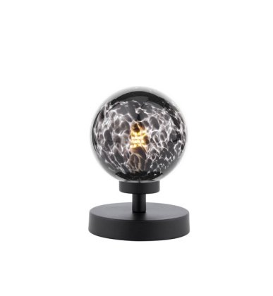 Dar Esben Touch Table Lamp Matt Black with Black Confetti Glass
