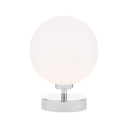 Dar Esben Touch Table Lamp Chrome with Large Opal Glass