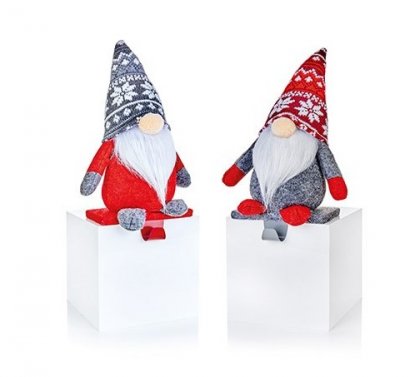 Premier Decorations Skandi Plush Gnome Stocking Holder 33cm - Assorted