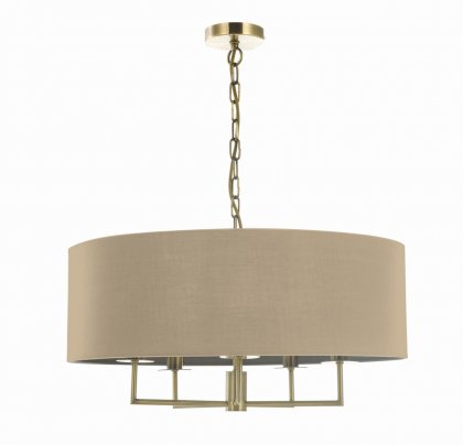 Jamelia 5 Light Shadelier Antique Brass Taupe Shade