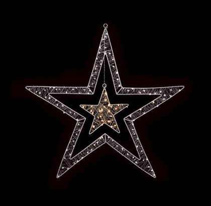 Premier Decorations 80cm Multi-Action Double Star 140 LED - Warm White /White