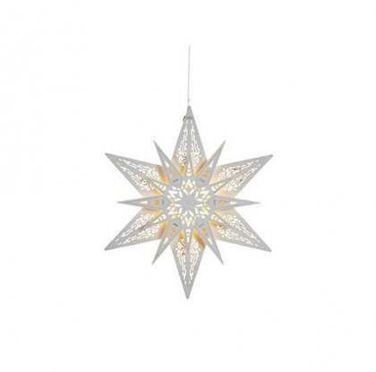Premier Decorations Battery Operated White Wood Layered Star with LED
