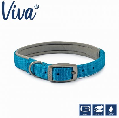 Ancol Padded Blue Dog Collar - Medium/Large