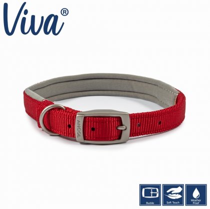 Ancol Padded Red Dog Collar - Large