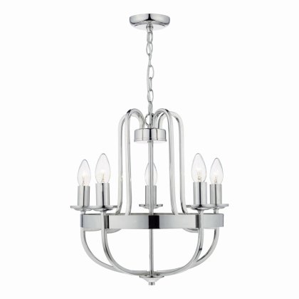 Dar Heythrope 5 Light Pendant Polished Nickel
