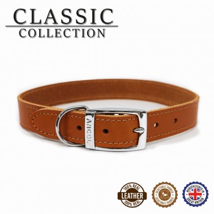 Ancol Sewn Heritage Leather Dog Collar - Tan 18