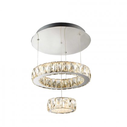 Searchlight Clover Led 2 Tier Ceiling Flush, Chrome, Clear Glass