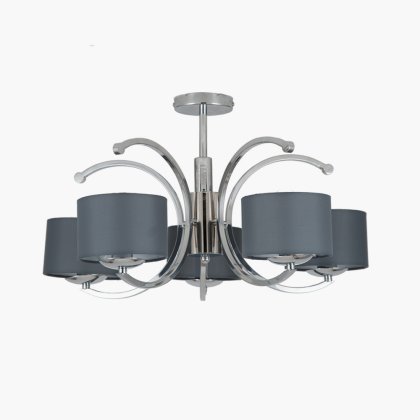 Pacific Lifestyle Arcadia Metal Curved 5 Arm Semi Flush Pendant - Silver